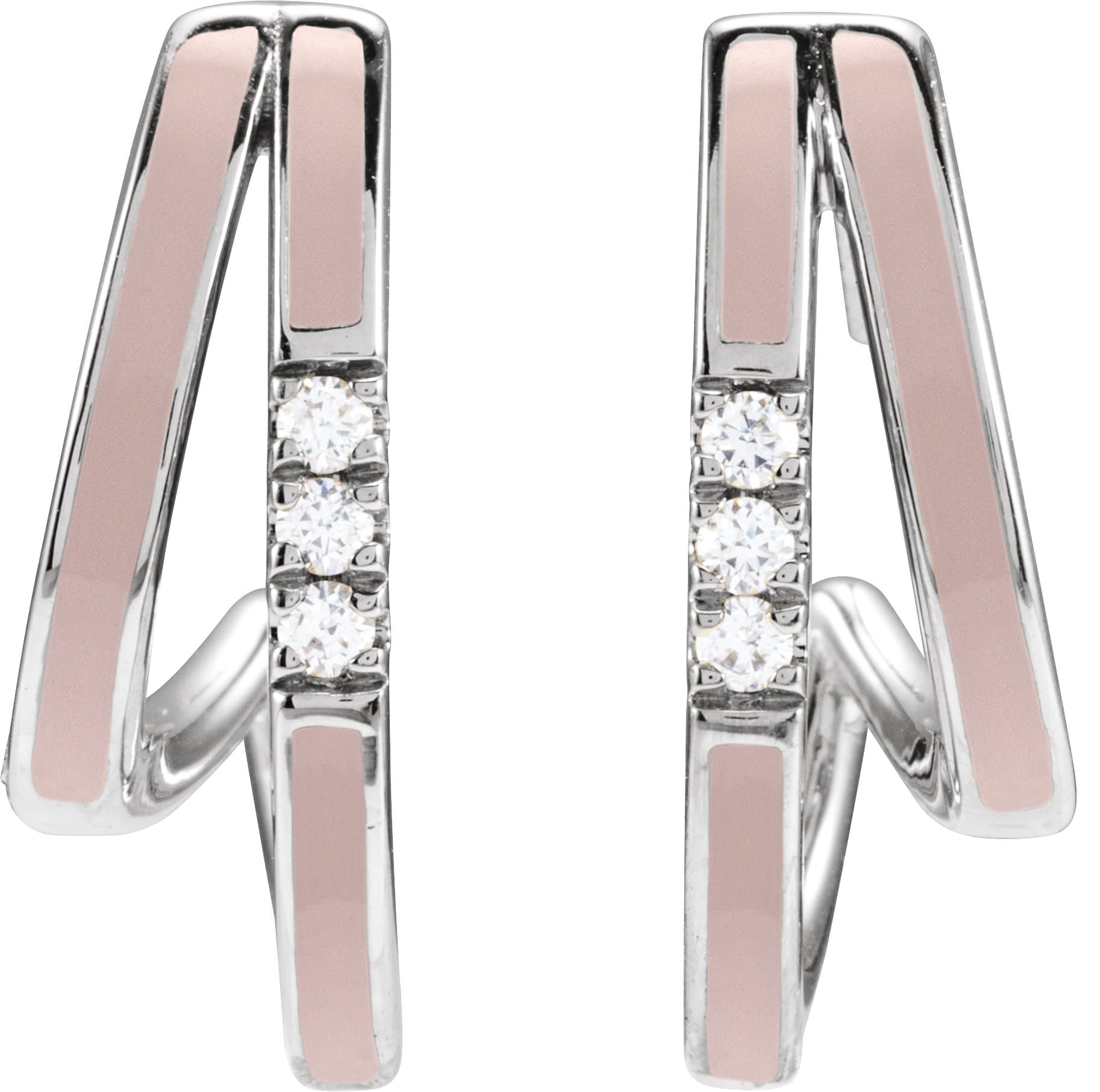 Accented Double-Row Enamel Hoop Earrings view 2