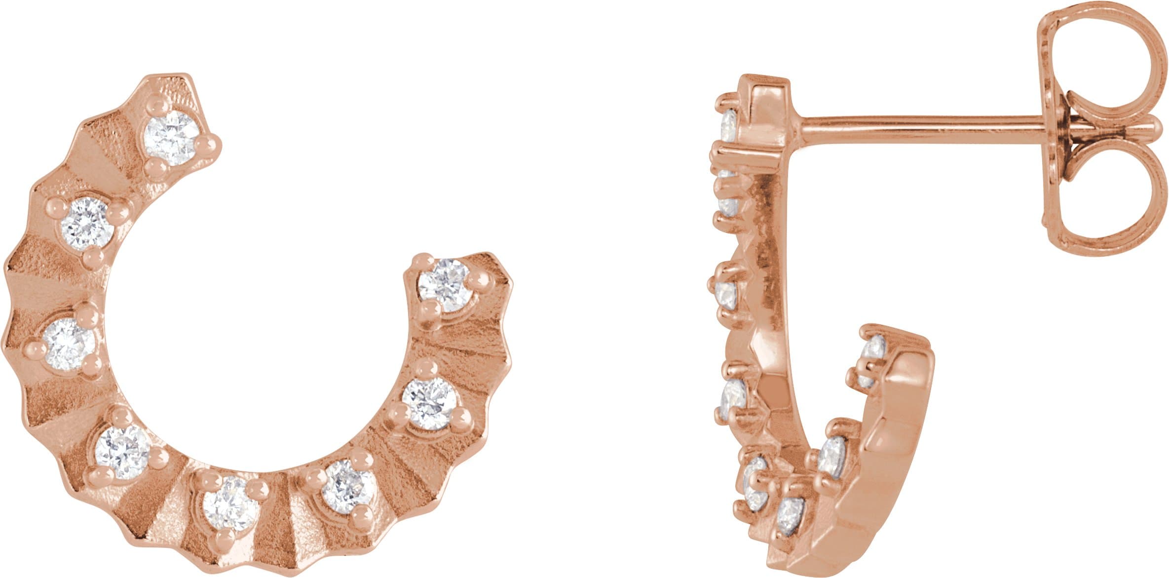 14K Rose 1/8 CTW Natural Diamond Forward-Facing 12.7 mm Earrings