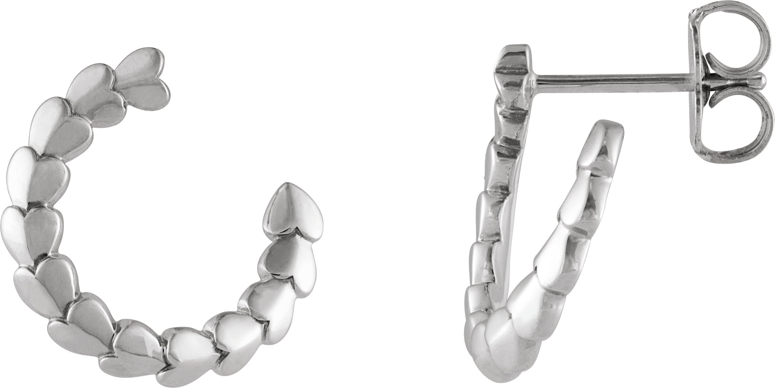 14K Rose Front-Back Heart 14.2 mm Left Hoop Earrings