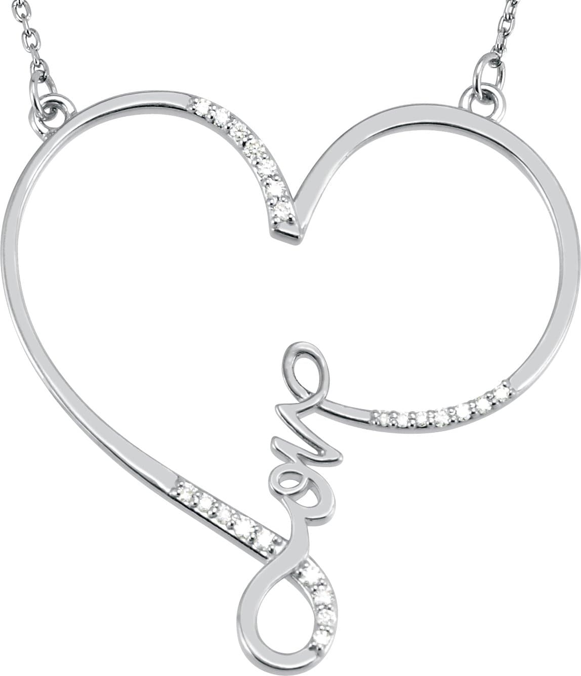 14K White 1/8 CTW Natural Diamond Infinity-Inspired Love Heart 18" Necklace