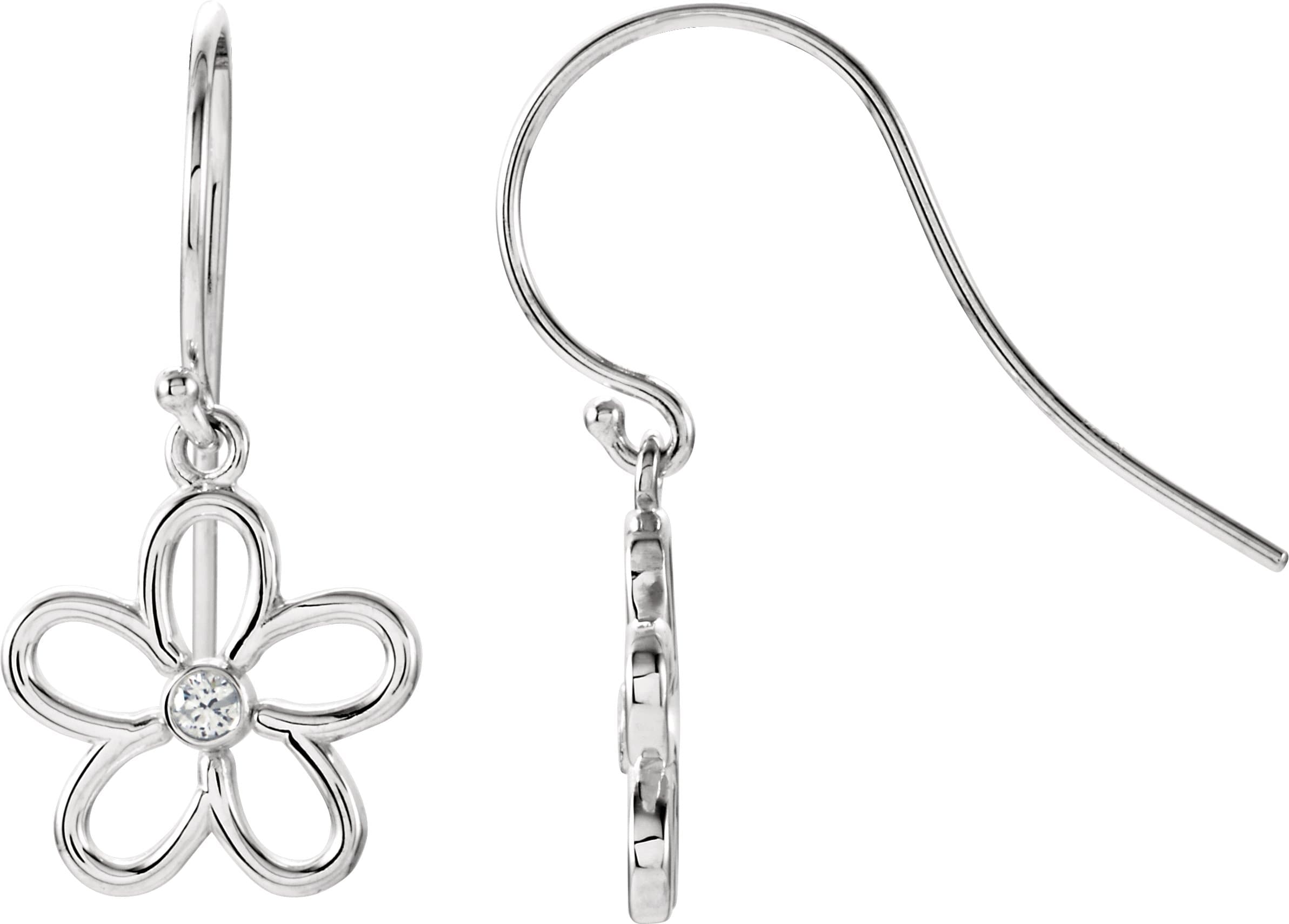 Sterling Silver .06 CTW Natural Diamond Flower Earrings