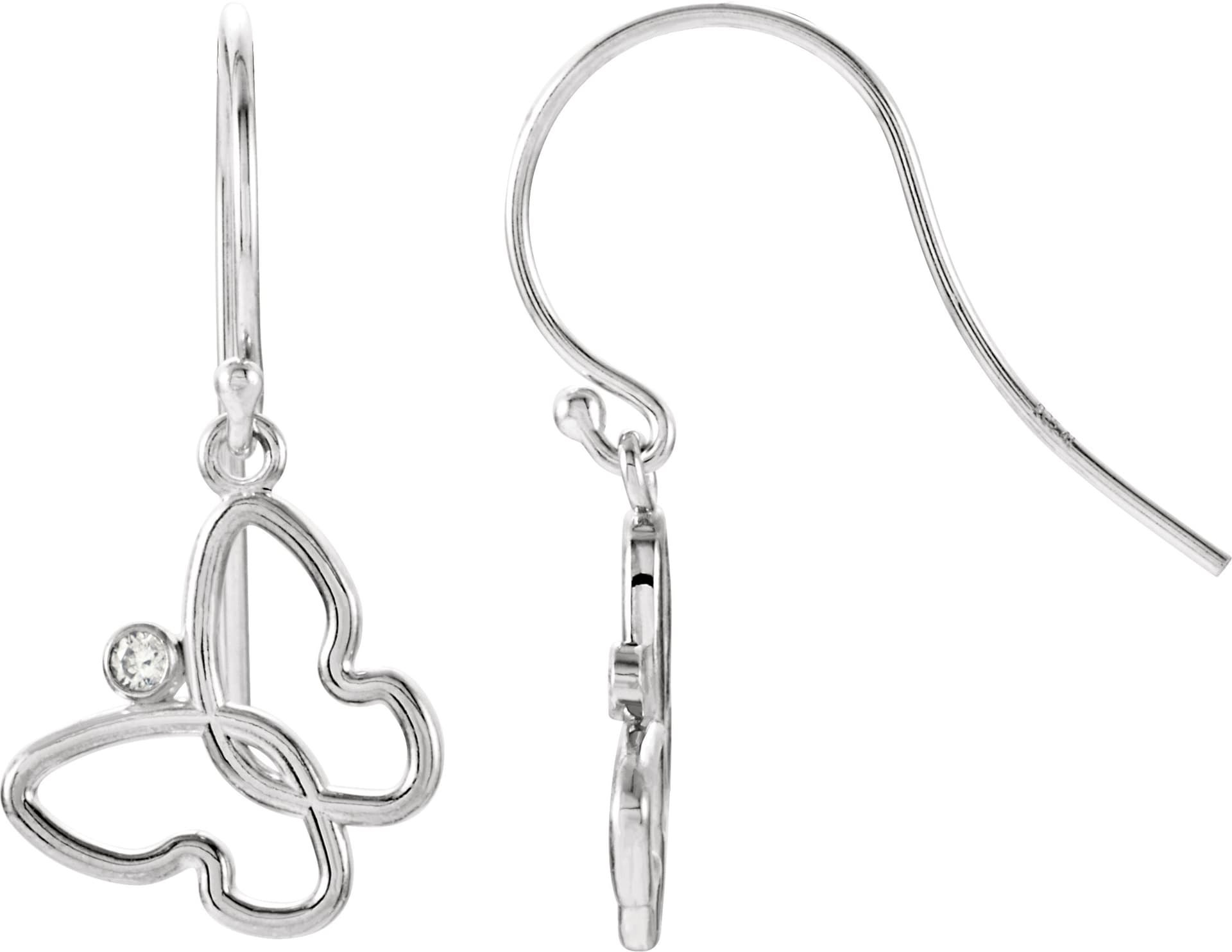 14K Yellow .04 CTW Natural Diamond Butterfly Earrings