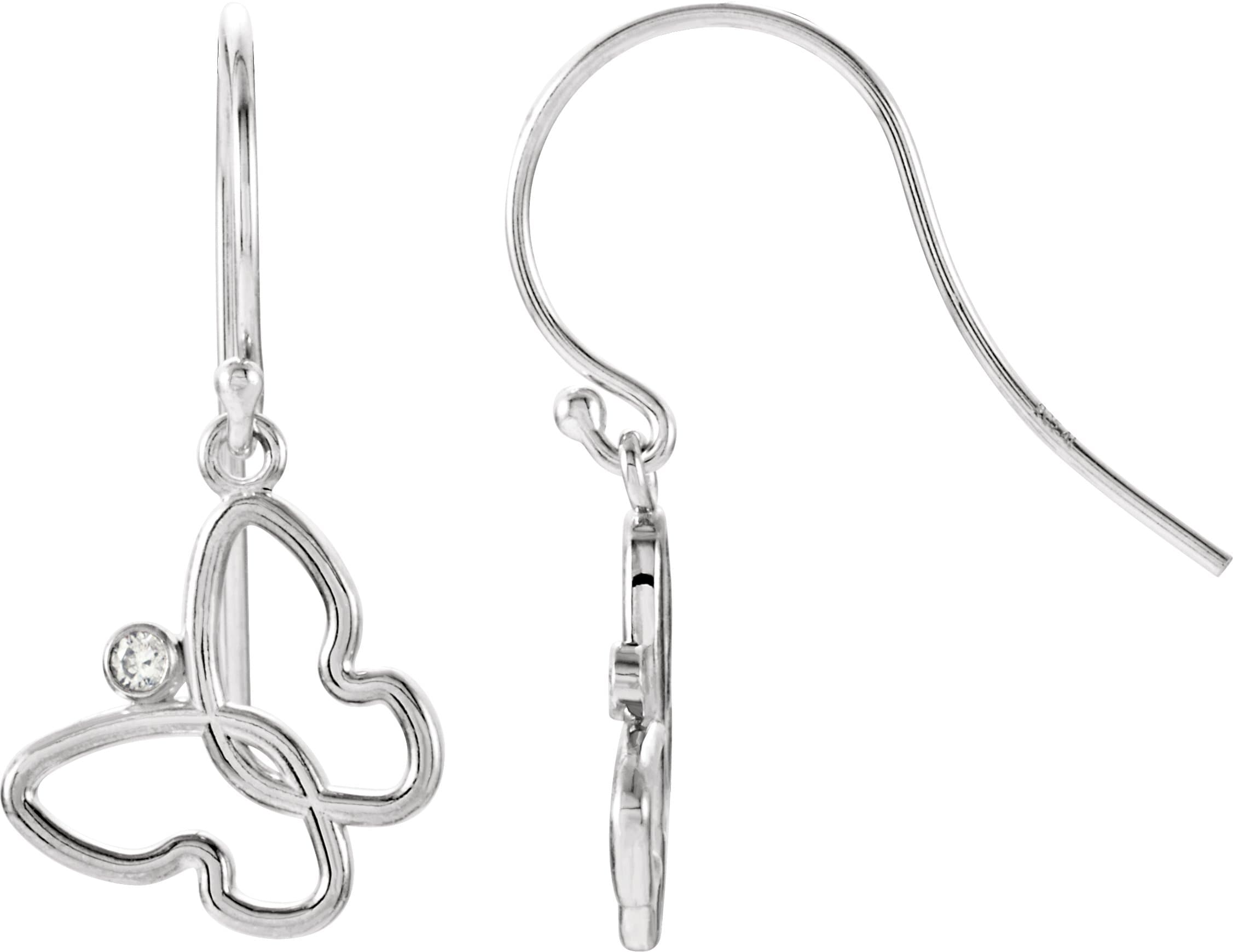 14K Yellow .04 CTW Natural Diamond Butterfly Earrings
