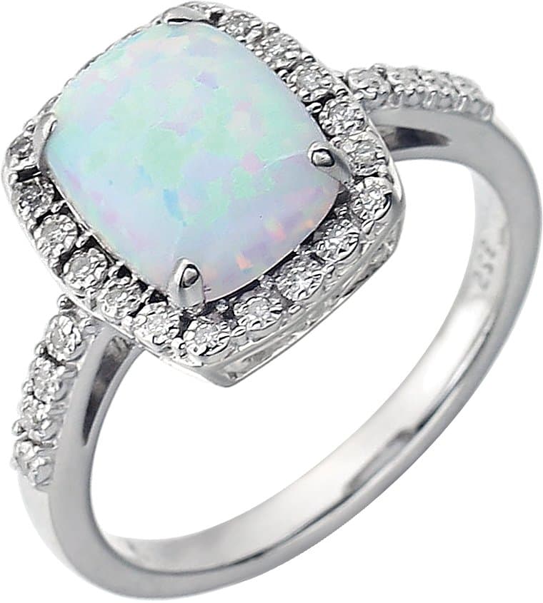 14K White Lab-Grown Blue Sapphire & .07 CTW Natural Diamond Ring