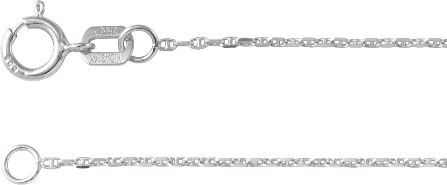 14K White 1 mm Diamond-Cut Anchor 18 Chain