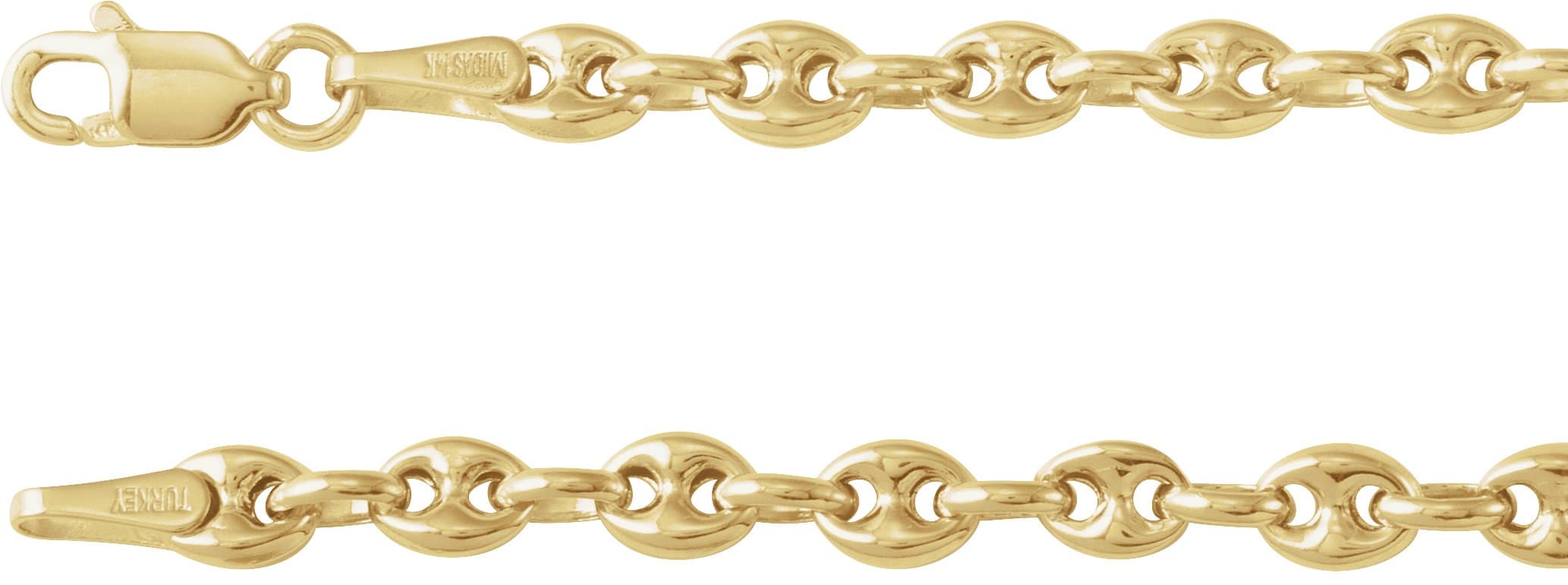14K Yellow 3.8 mm Hollow Puffed Anchor 20 Chain