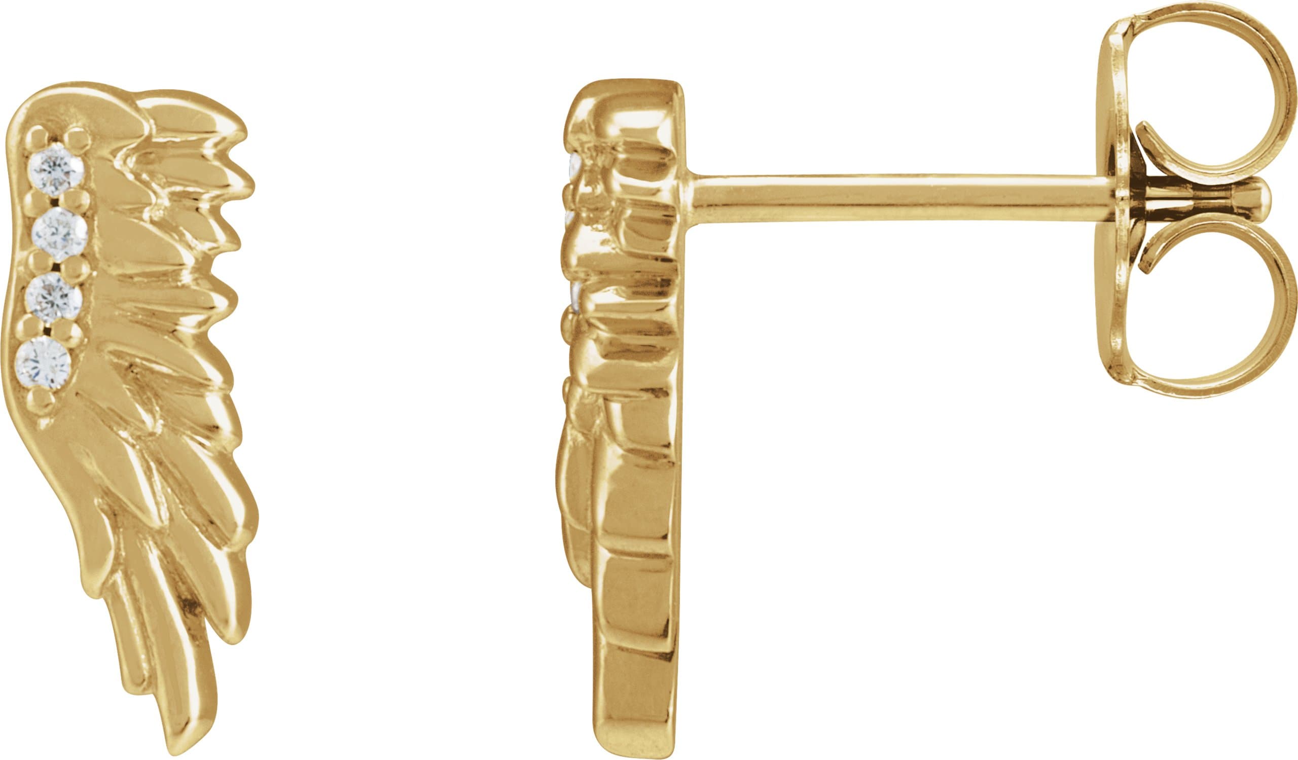 14K Rose .02 CTW Natural Diamond Angel Wing Earrings