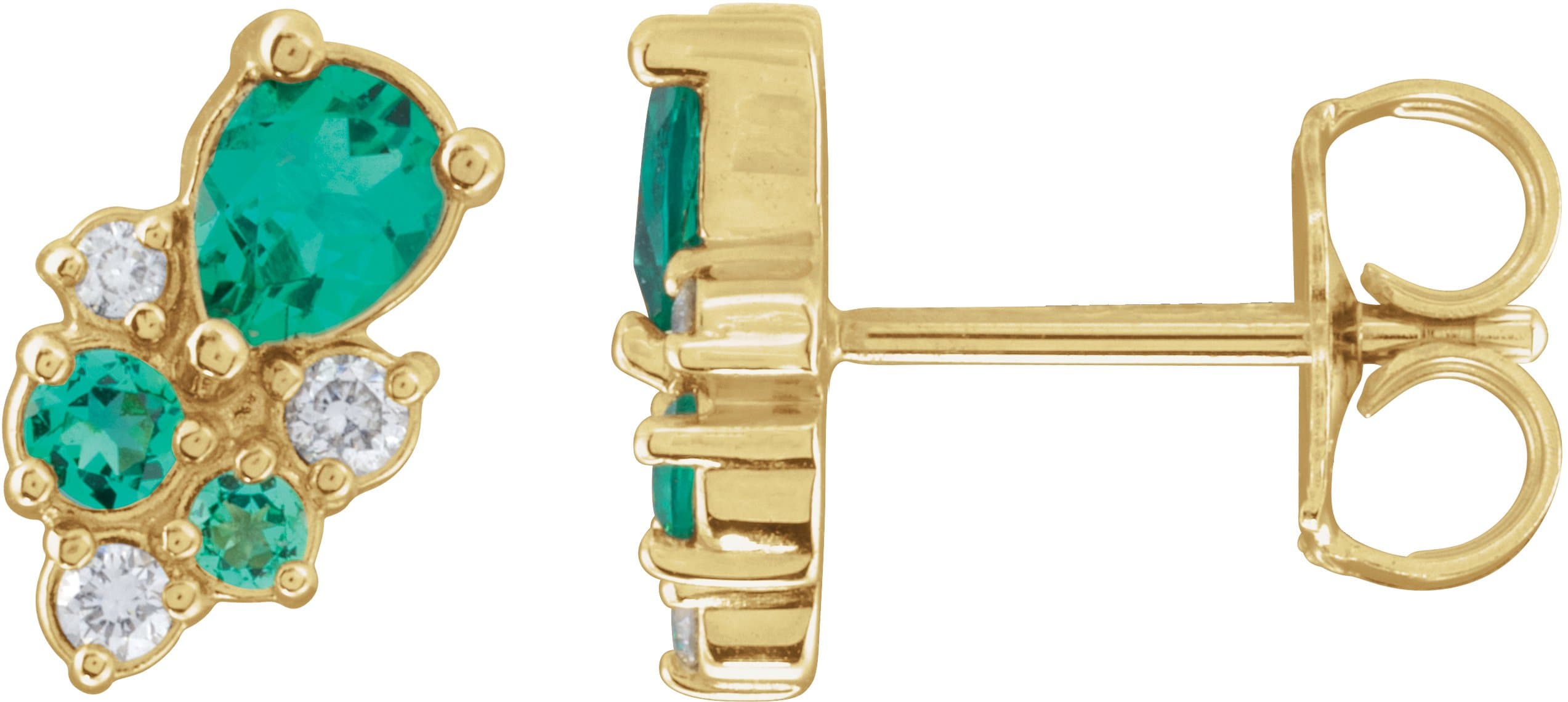 14K Rose Lab-Grown Emerald & .07 CTW Lab-Grown Diamond Cluster Earrings