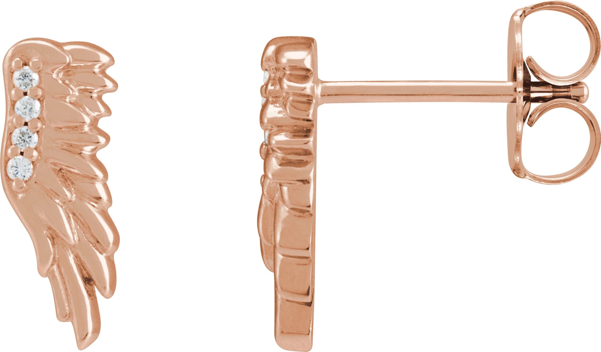 14K Rose .02 CTW Natural Diamond Angel Wing Earrings