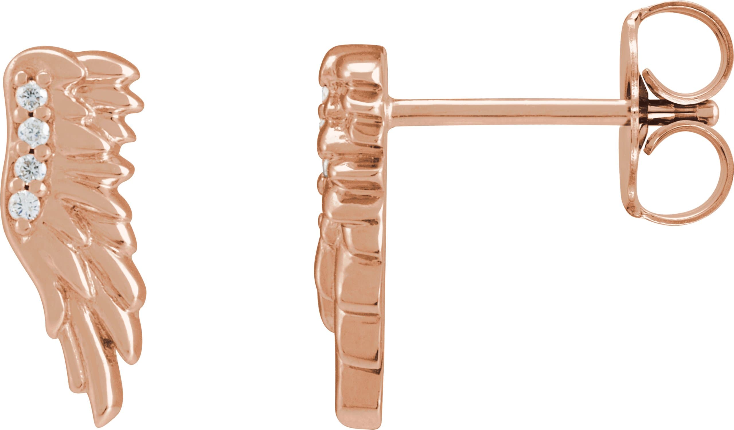 14K Rose .02 CTW Natural Diamond Angel Wing Earrings