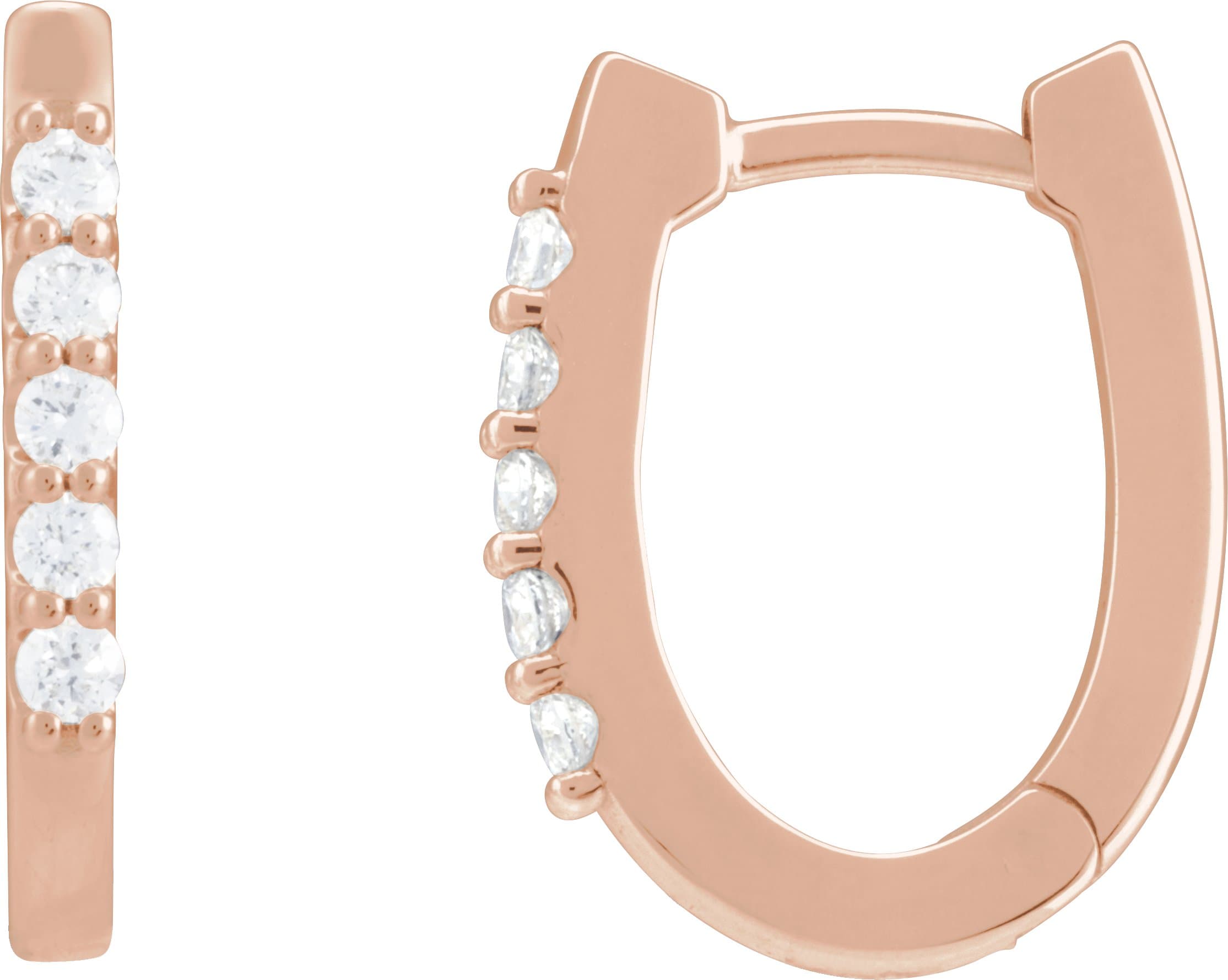 14K Rose 1/6 CTW Natural Diamond 15.1 mm Hoop Earrings