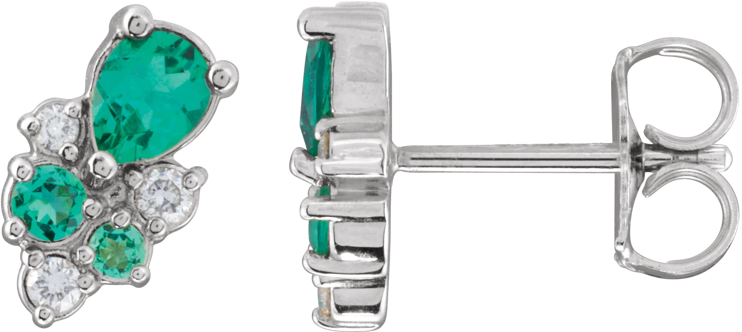 14K Rose Lab-Grown Emerald & .07 CTW Lab-Grown Diamond Cluster Earrings