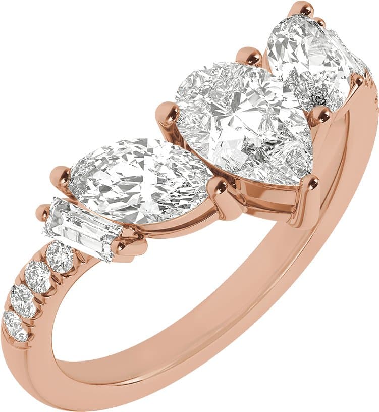 14K Rose 1 1/2CTW Lab-Grown Diamond Contour Band