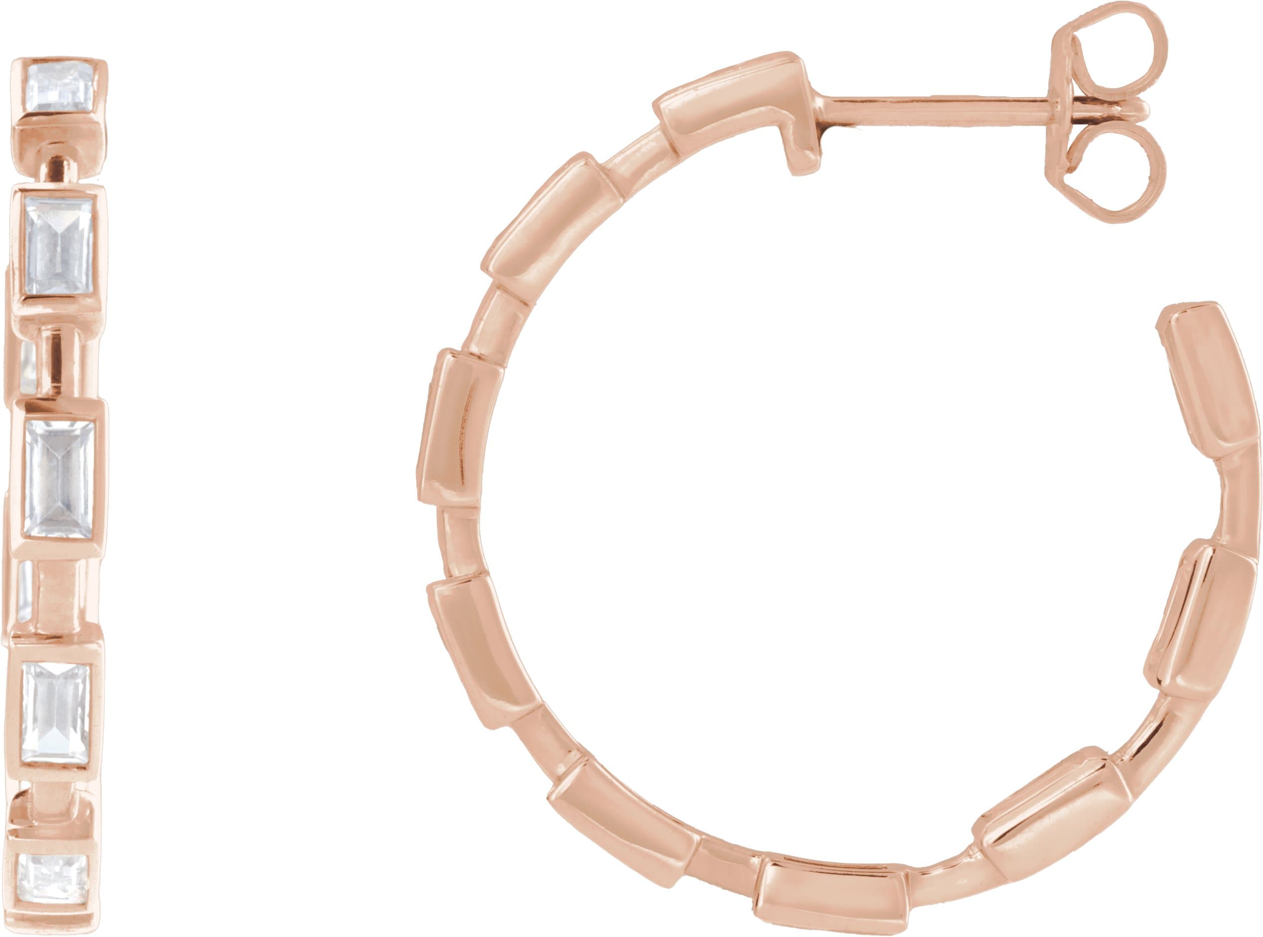 14K Rose 1 1/4 CTW Lab-Grown Diamond 24.5 mm Hoop Earrings