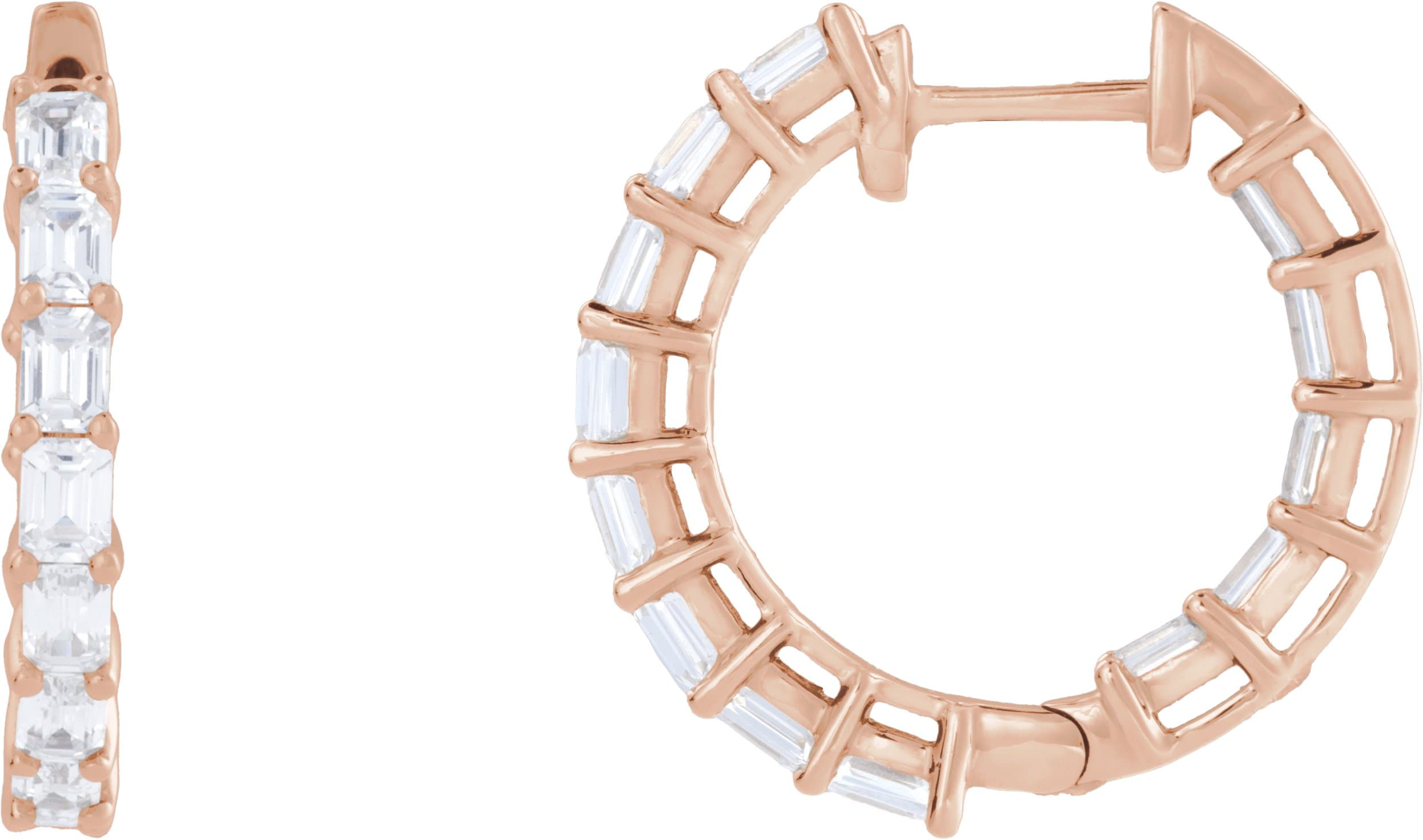 14K Rose 3 CTW Lab-Grown Diamond Inside-Outside 21.2 mm Hoop Earrings