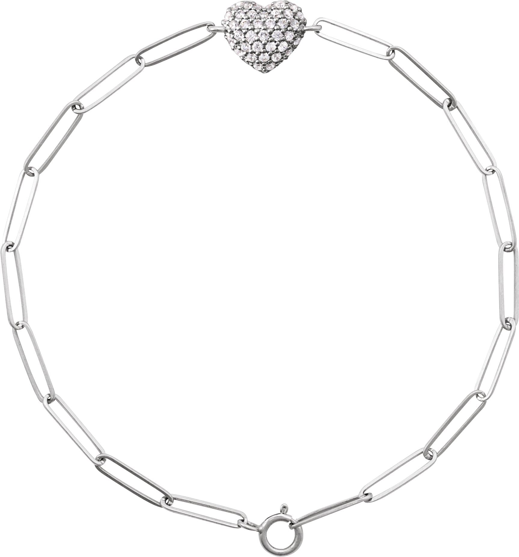 14K Rose 1/3 CTW Natural Diamond Heart & Paperclip-Style 7" Bracelet