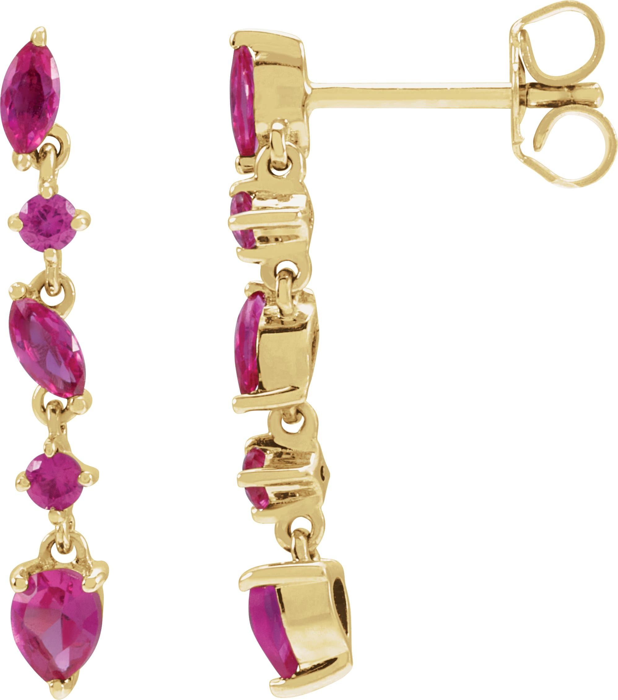 14K Yellow Lab-Grown Emerald Earrings