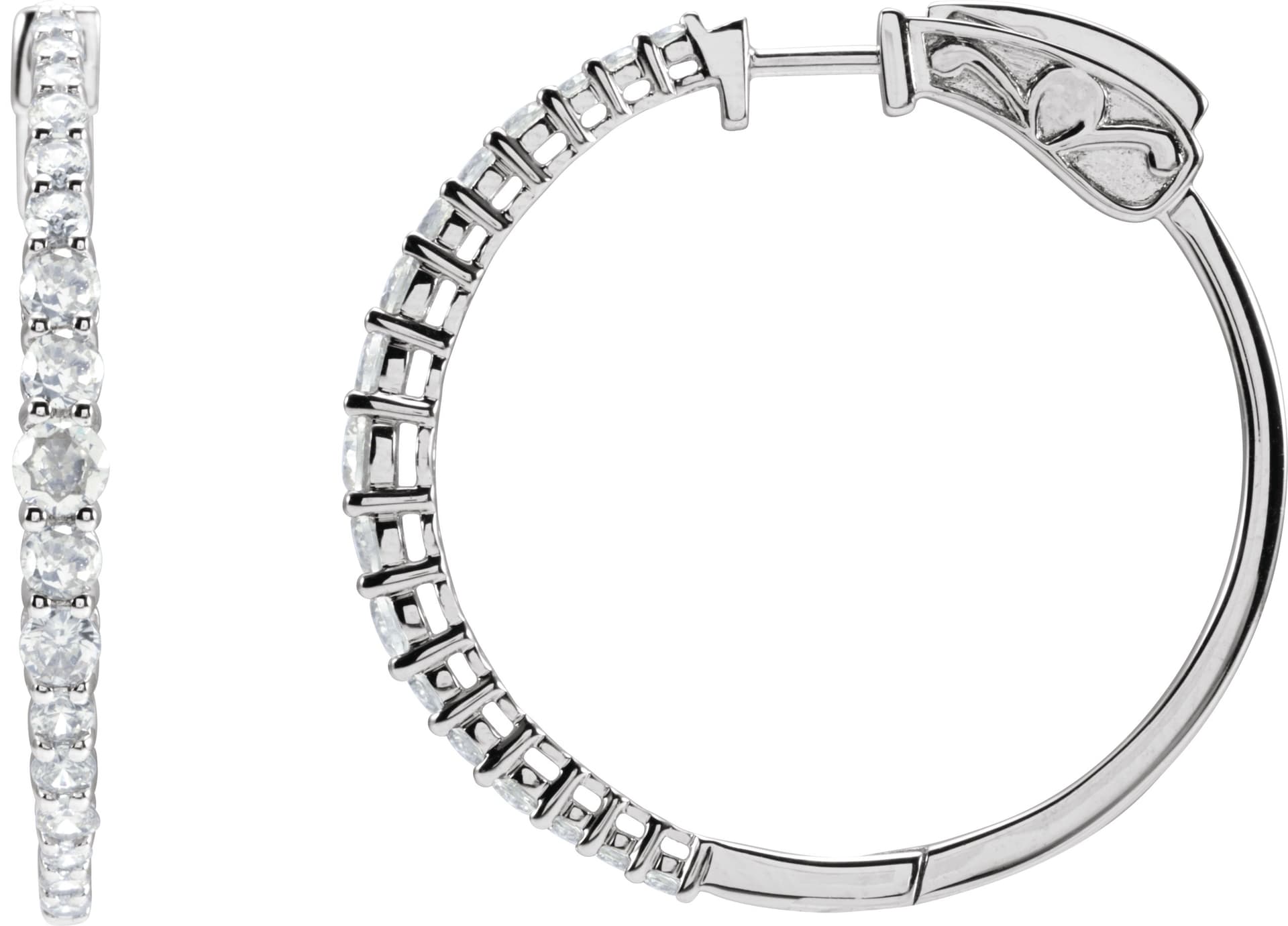 14K Rose 1 1/3 CTW Lab-Grown Diamond 30 mm Hoop Earrings