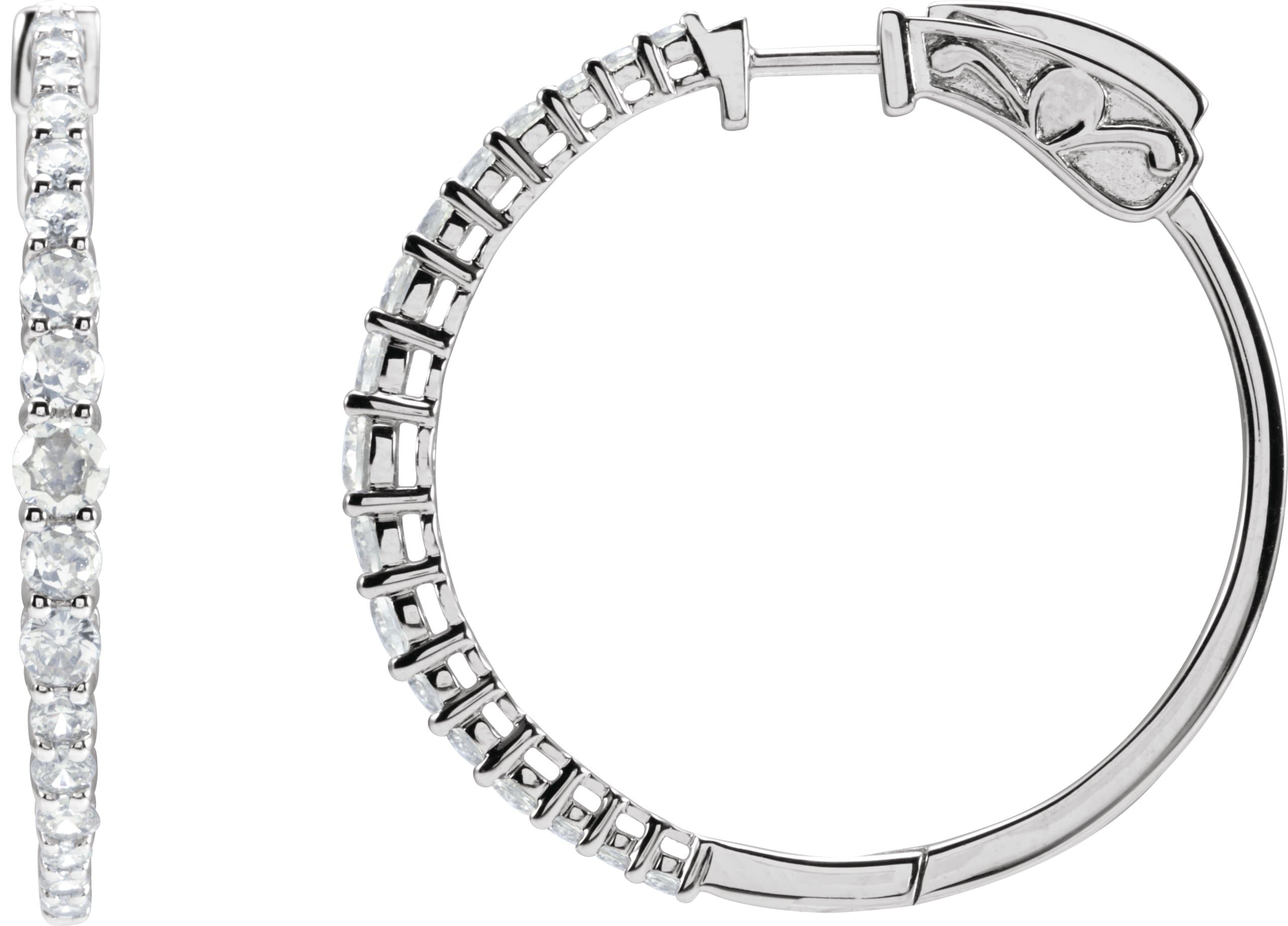 14K Rose 1 1/3 CTW Lab-Grown Diamond 30 mm Hoop Earrings