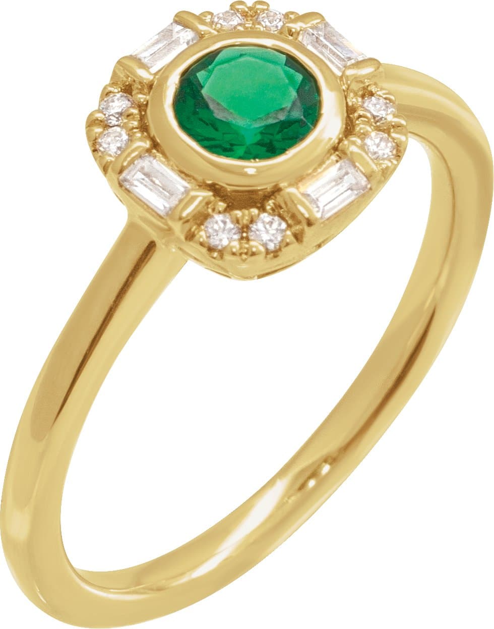 14K Rose Natural Emerald & 1/6 CTW Natural Diamond Ring
