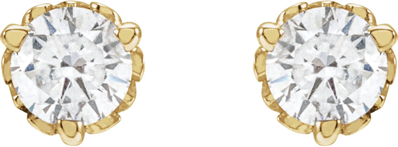 Round 3-Prong Scroll Stud Earrings view 2