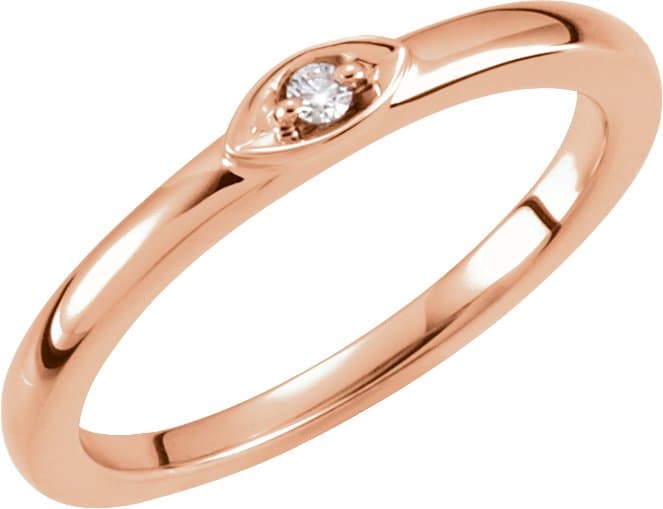 14K Rose .02 CTW Natural Diamond Stackable Ring