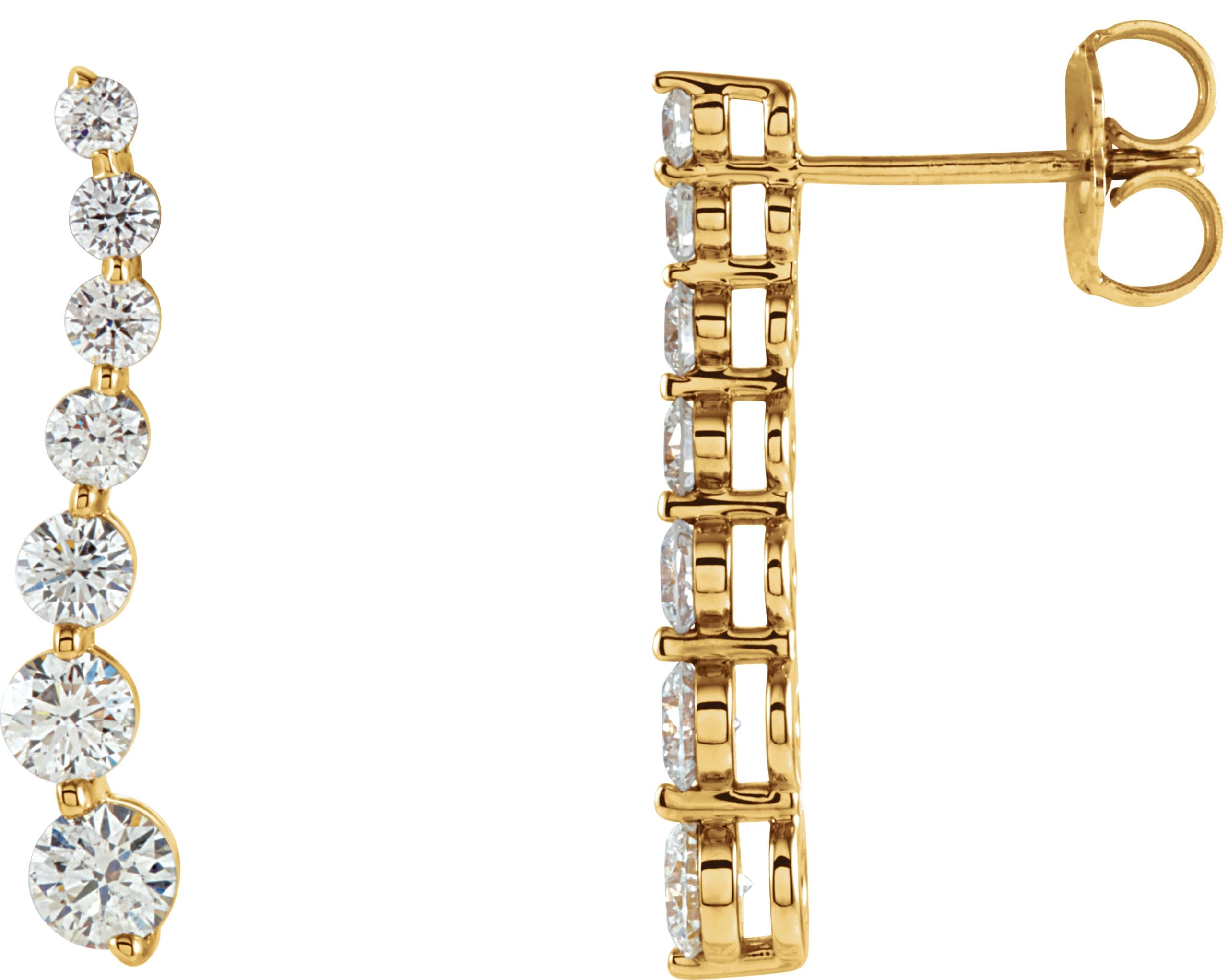 14K White 1/2 CTW Natural Diamond Left Journey Earrings