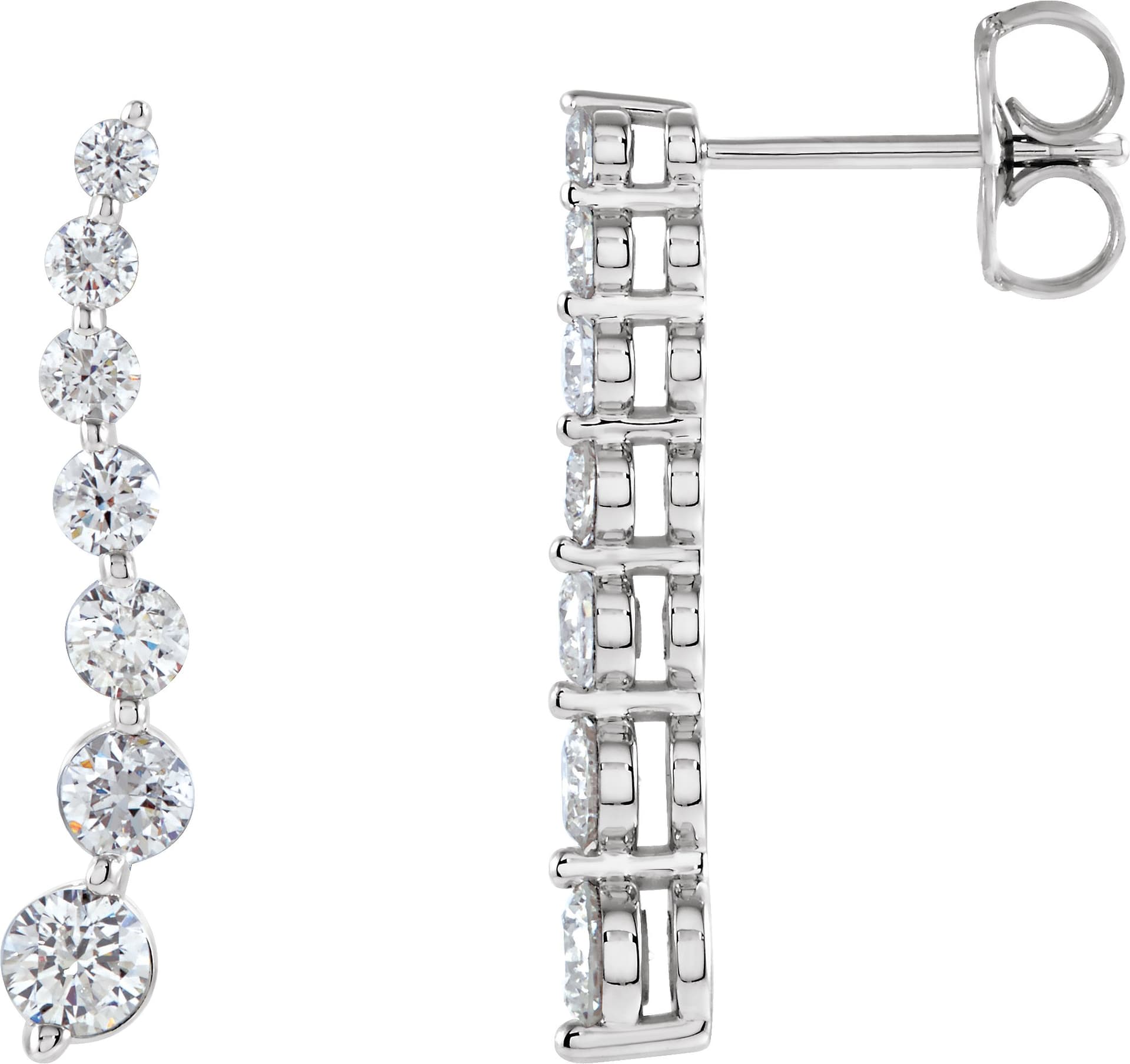 14K White 1/2 CTW Natural Diamond Left Journey Earrings