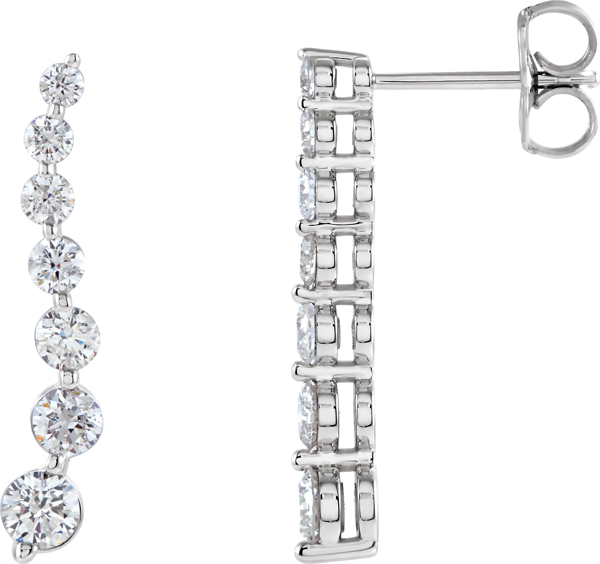 14K White 1/2 CTW Natural Diamond Left Journey Earrings