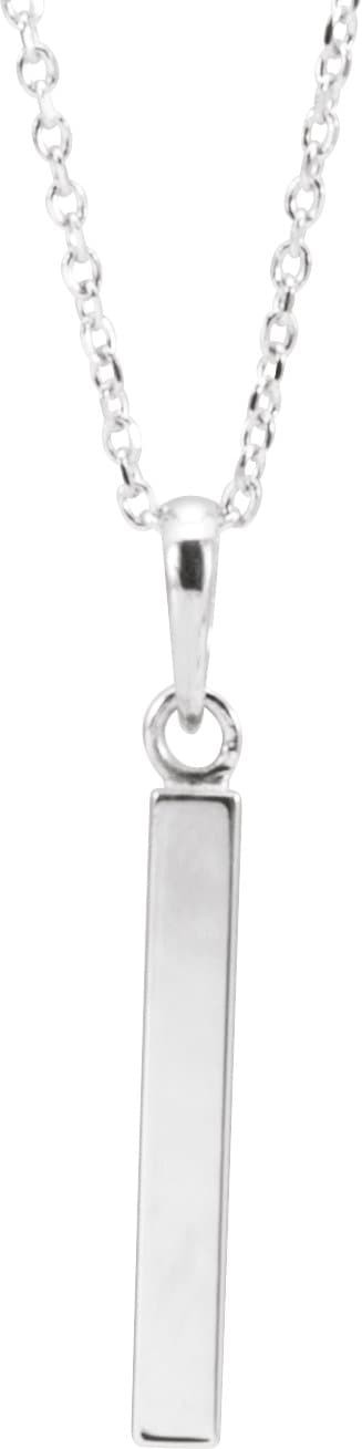 14K Rose Engravable Four-Sided Bar 16-18 Necklace
