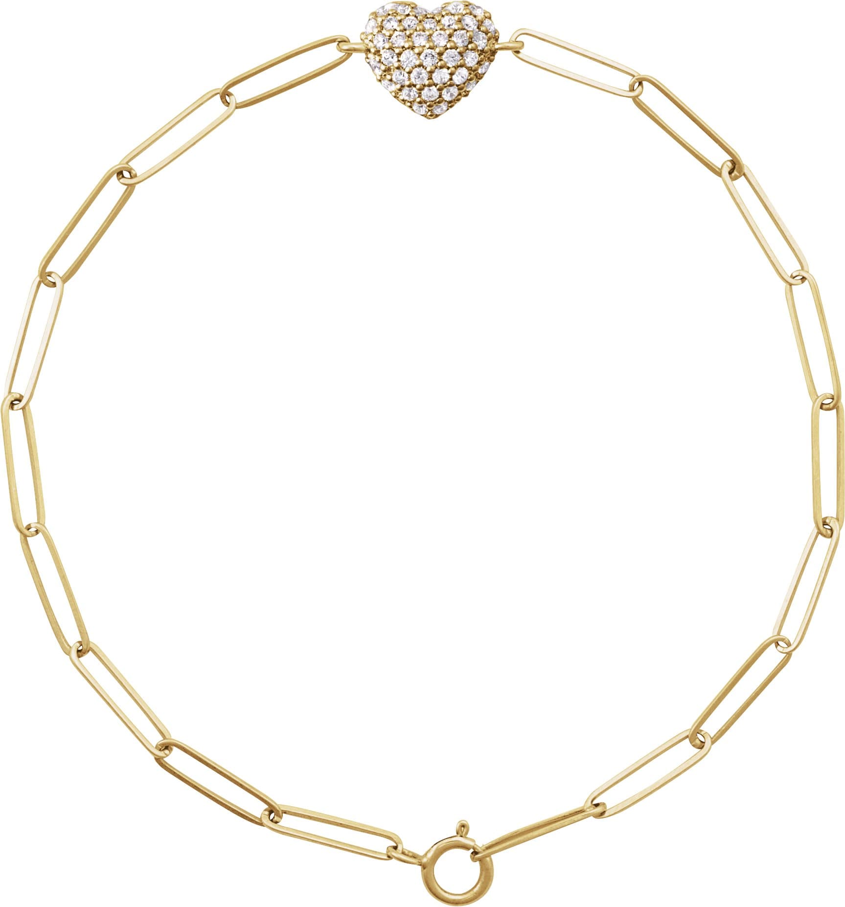 14K Rose 1/3 CTW Natural Diamond Heart & Paperclip-Style 7" Bracelet