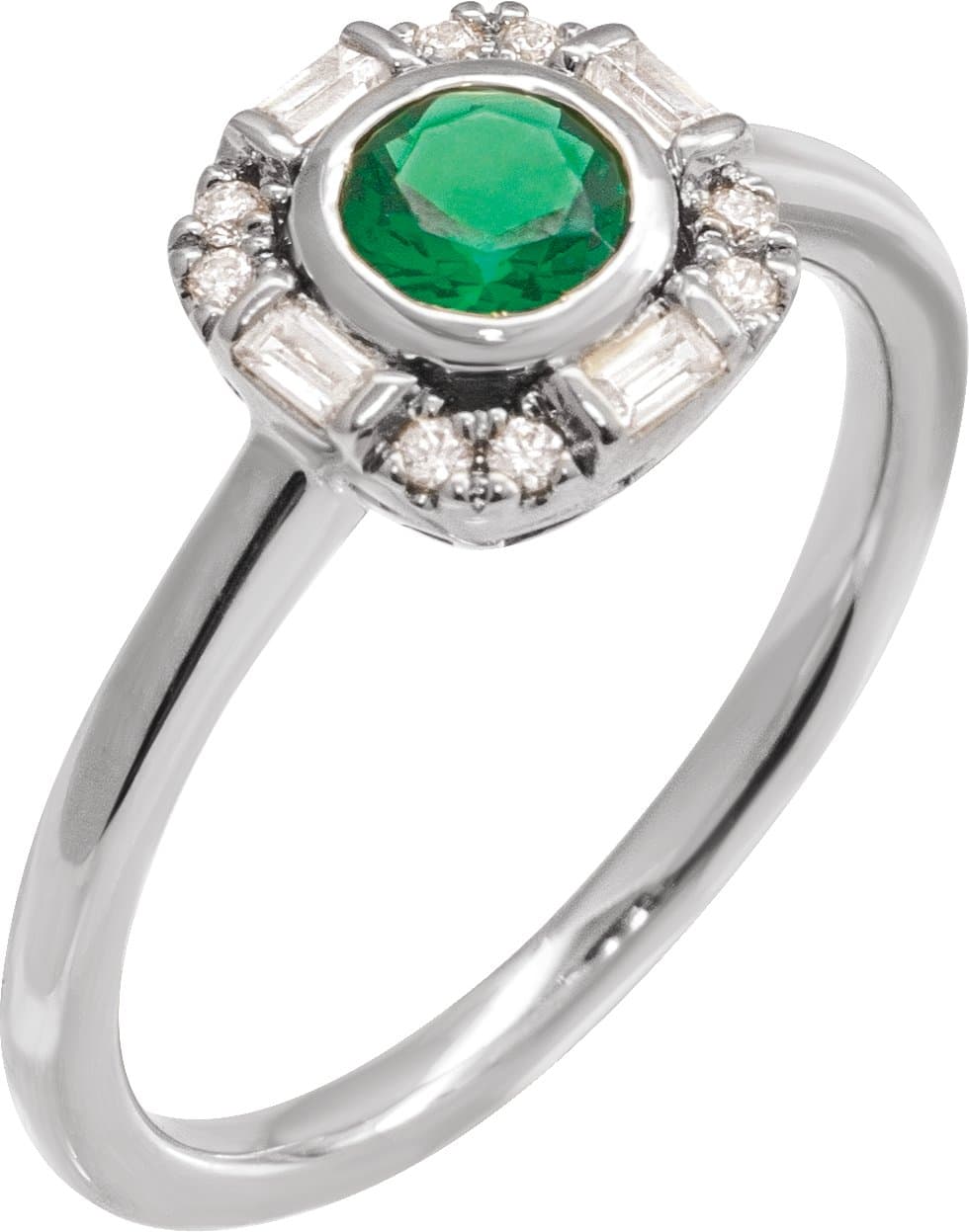 14K Rose Natural Emerald & 1/6 CTW Natural Diamond Ring