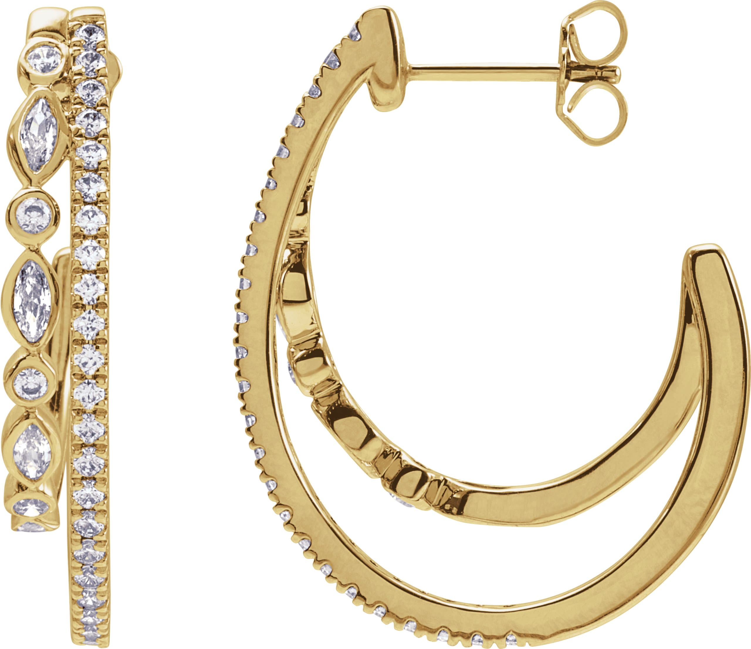 14K Rose 1 1/5 CTW Lab-Grown Diamond 30.5 mm Hoop Earrings