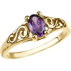 14K White Gold September Youth Imitation Birthstone Ring