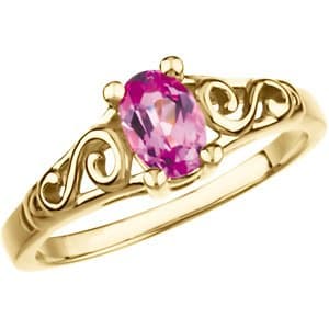 14K White April Youth Imitation Birthstone Ring