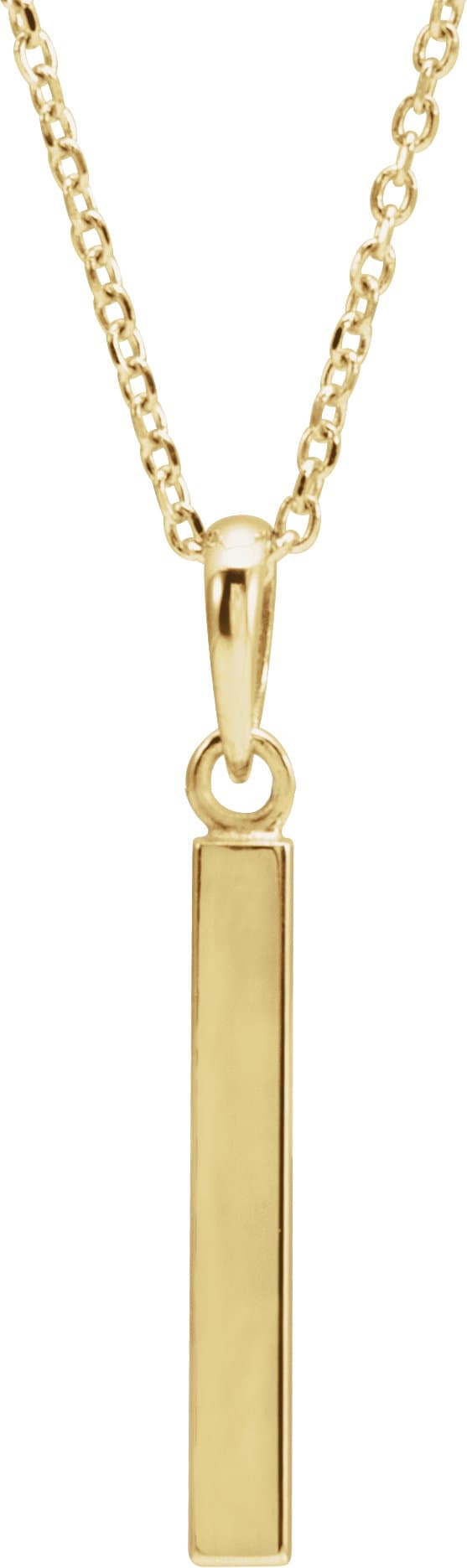 14K Rose Engravable Four-Sided Bar 16-18 Necklace