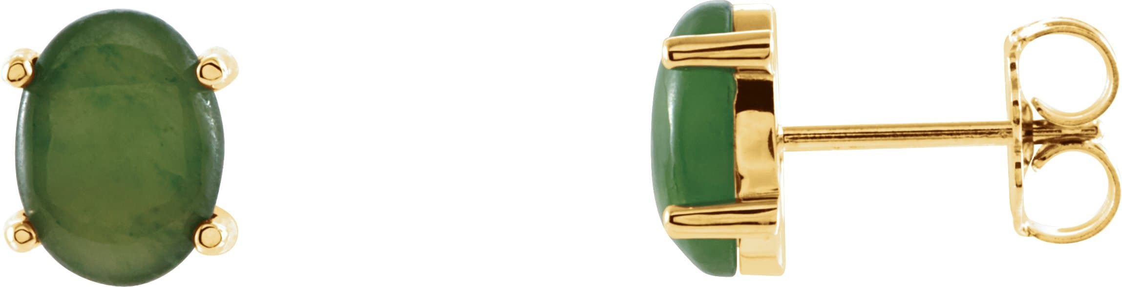 14K Yellow Natural Nephrite Jade Earrings