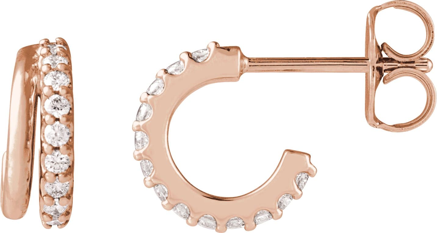 14K Rose 1/6 CTW Lab-Grown Diamond Hoop Earrings