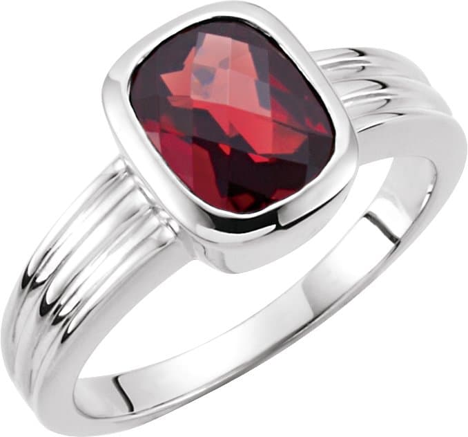 14K White Natural Mozambique Garnet Ring