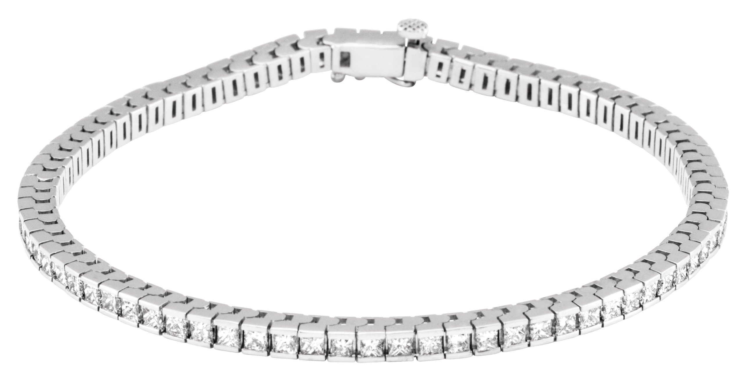 14K White 3 9/10 CTW Natural Diamond Line 7 1/4" Bracelet