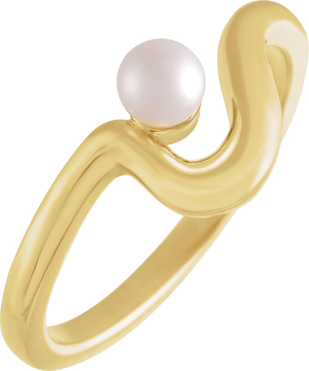 14K Rose Cultured White Freshwater Pearl Freeform Ring