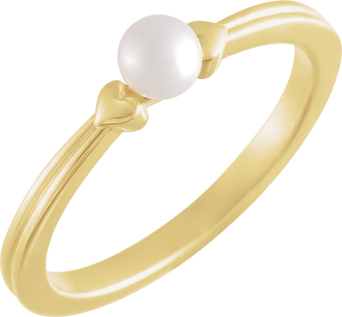 14K Rose Cultured White Freshwater Pearl Heart Ring