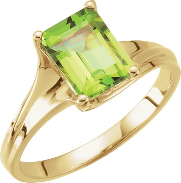 14K Yellow Natural Peridot Ring
