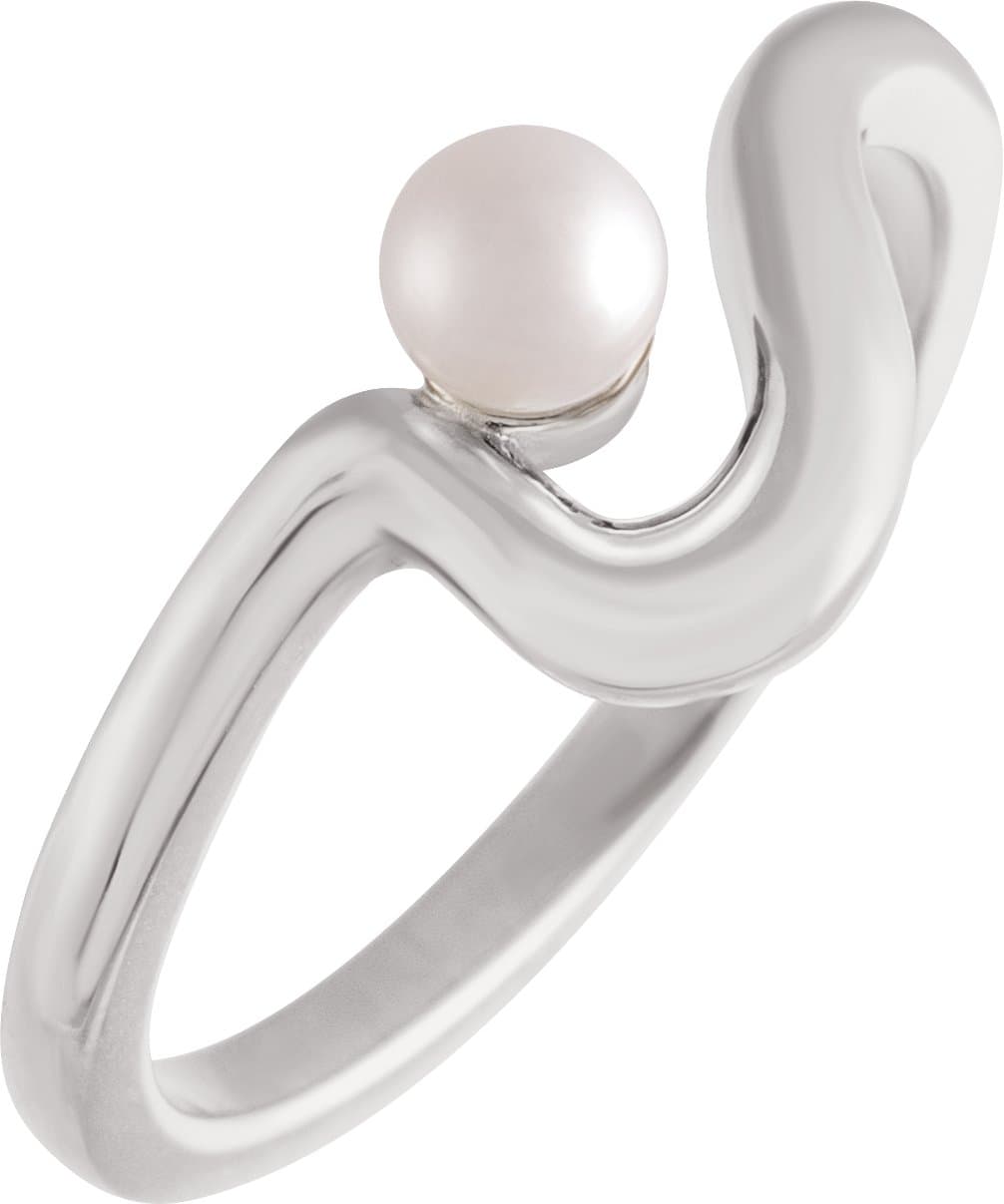 14K Rose Cultured White Freshwater Pearl Freeform Ring