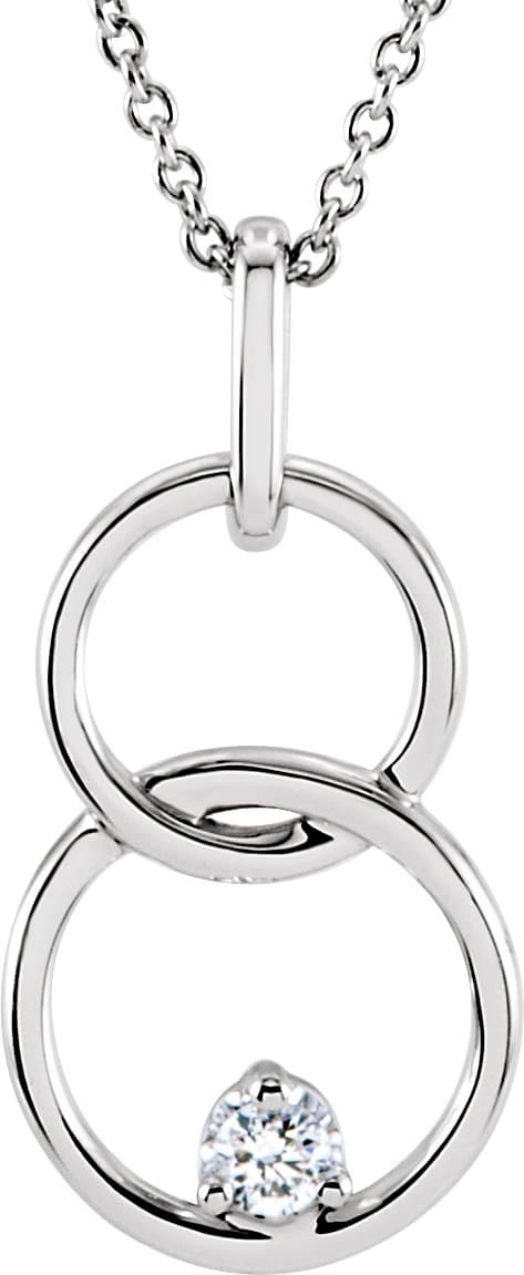 14K White .04 CT Natural Diamond 18 Necklace