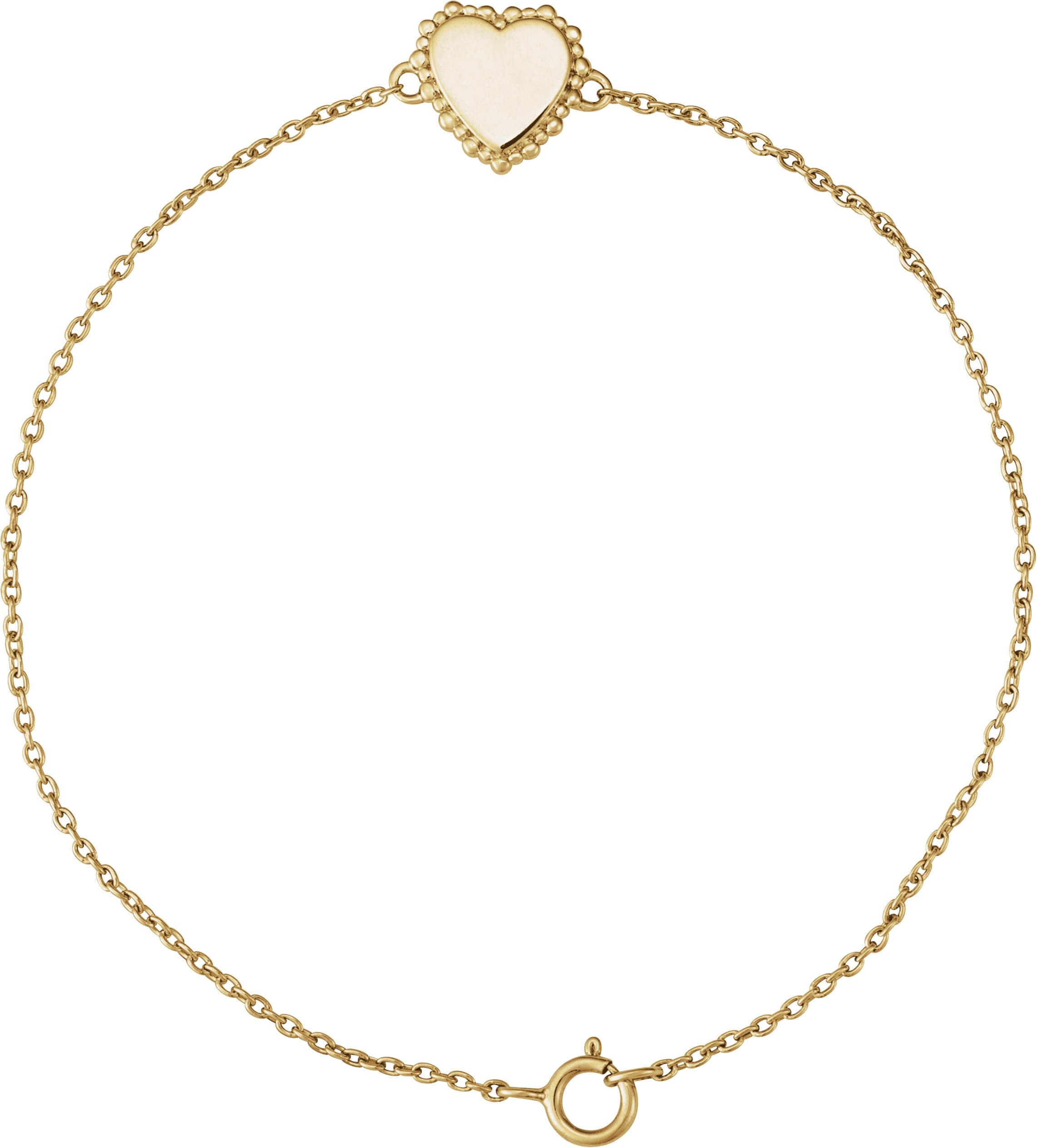 14K White Heart 7" Bracelet