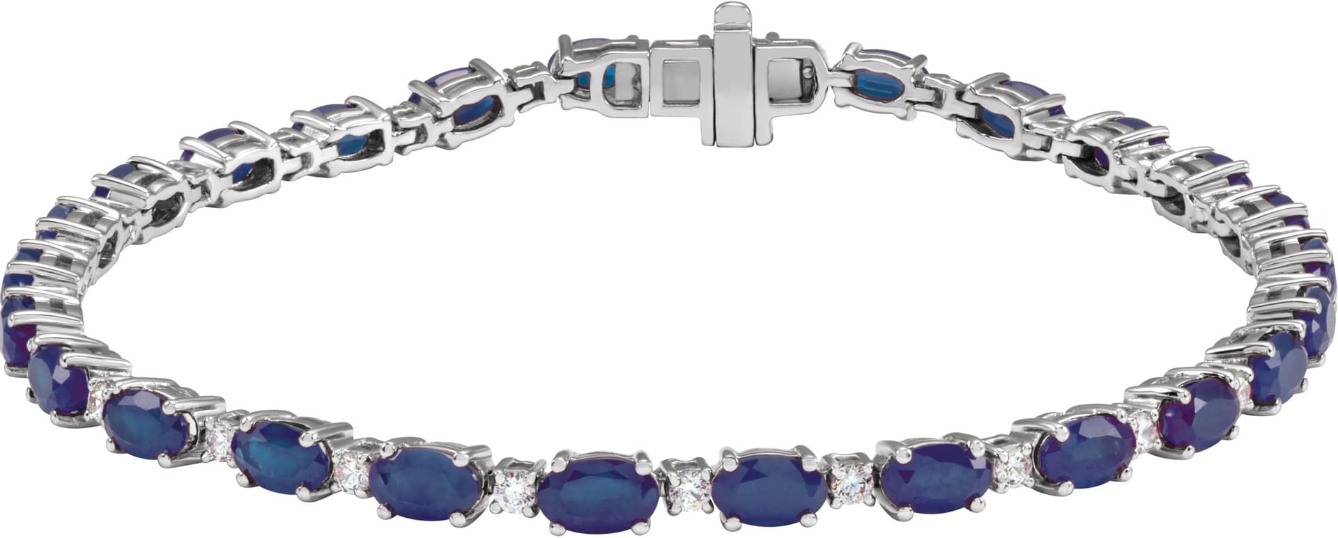 14K Rose Lab-Grown Blue Sapphire & 5/8 CTW Lab-Grown Diamond Line 7" Bracelet