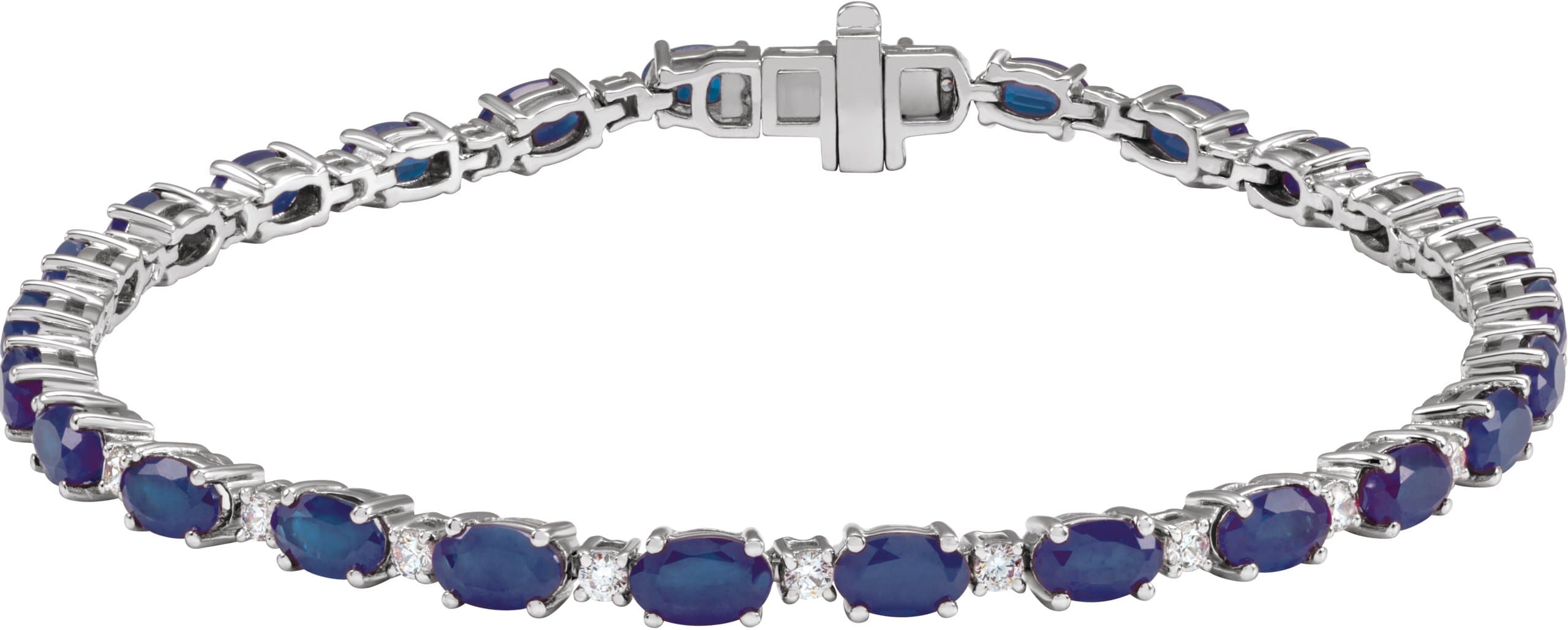 14K Rose Lab-Grown Blue Sapphire & 5/8 CTW Lab-Grown Diamond Line 7" Bracelet