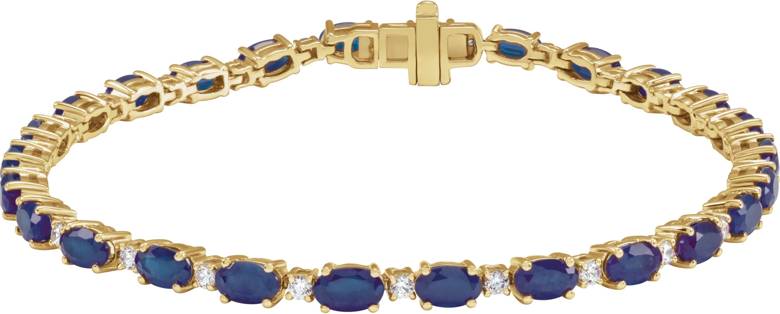 14K Rose Lab-Grown Blue Sapphire & 5/8 CTW Lab-Grown Diamond Line 7" Bracelet