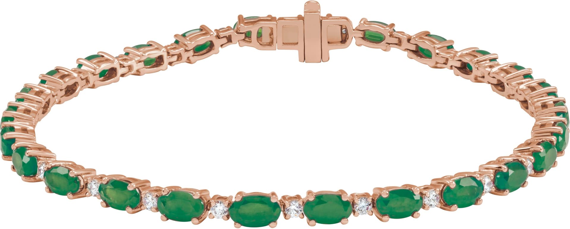 14K Rose Lab-Grown Blue Sapphire & 5/8 CTW Lab-Grown Diamond Line 7" Bracelet